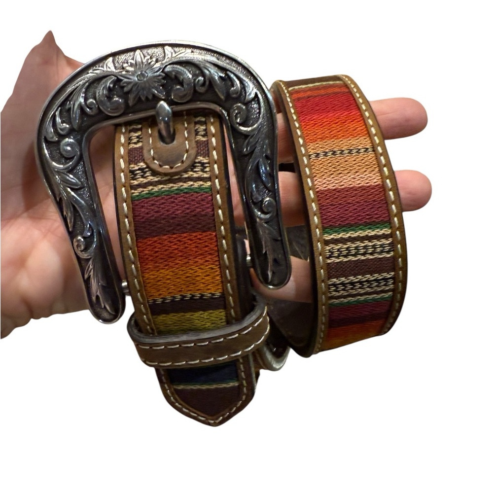 Nocona Belt Size 28 Serape Western Belt with Silver Buckle